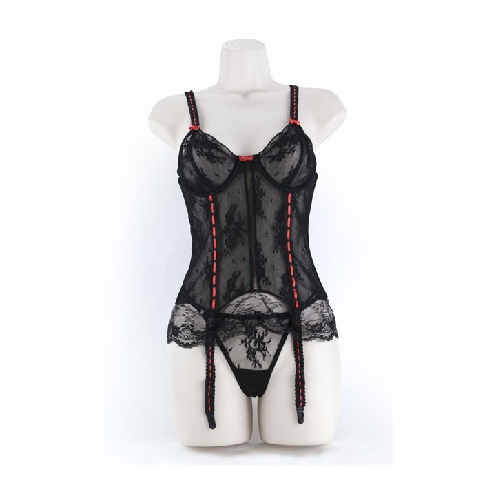 CORSET & G W/RIBBON    BLACK L