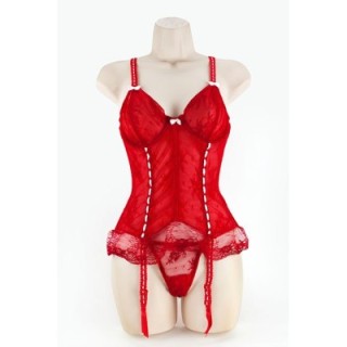 CORSET & G W/RIBBON    RED S