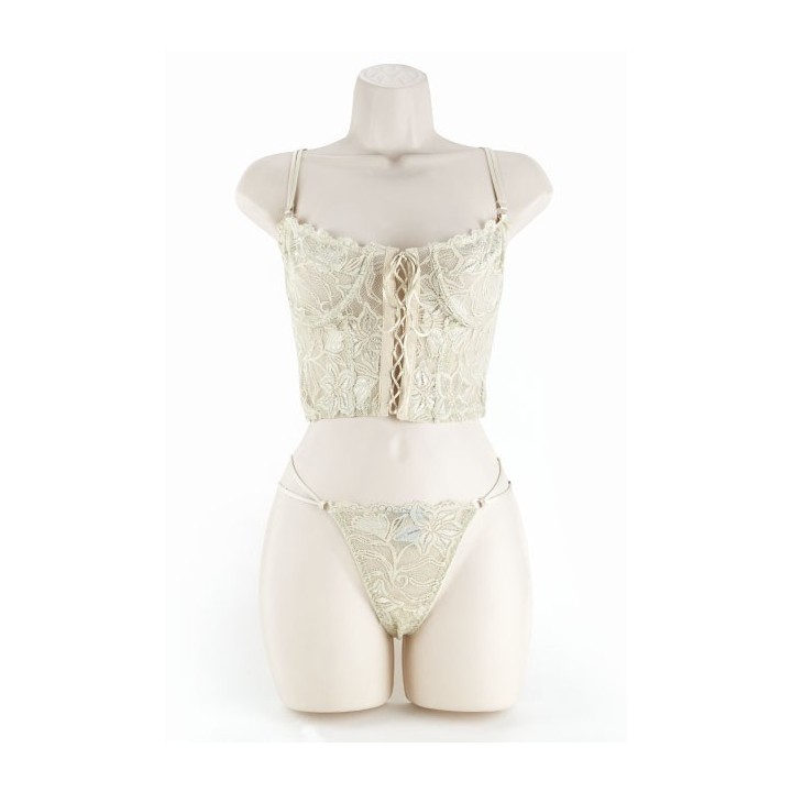 CROPPED LACE BUSTIER/G IVORY L CROPPED LACE BUSTIER/G IVORY L