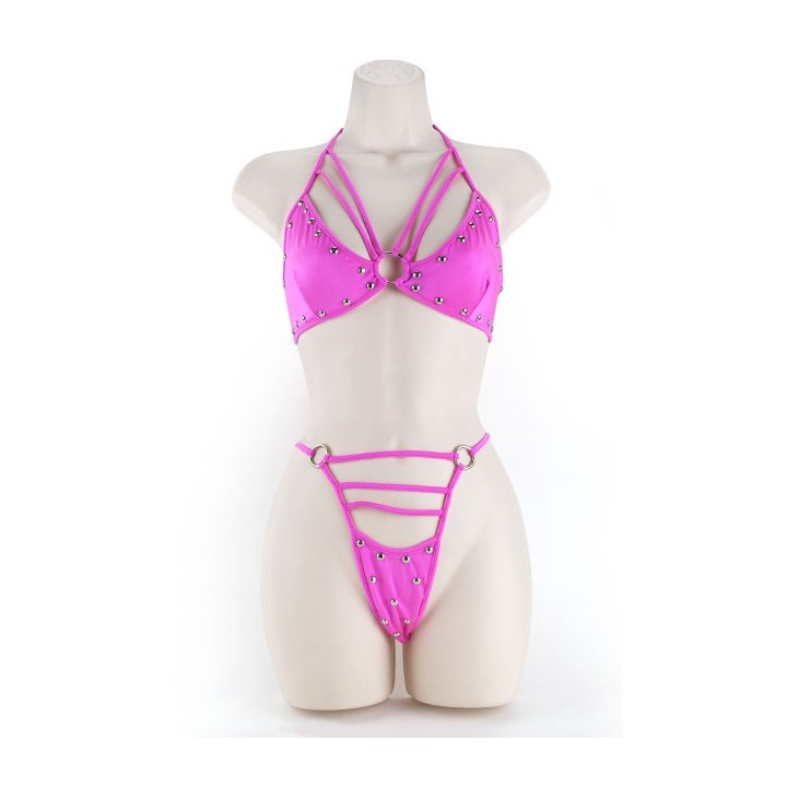PAK-212 BRA & THONG CIRE L/ XL PINK