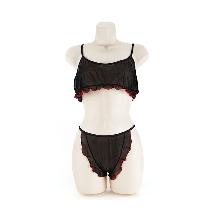 CROPPED CAMI/THONG     BLACK 2XL