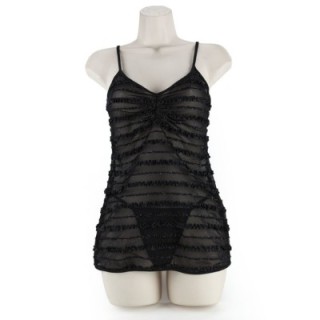 TUBE DRESS & G- RUFFLE BLACK M