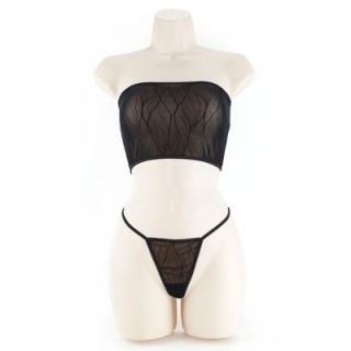 TUBE TOP & G-WAVY LACE BLACK M