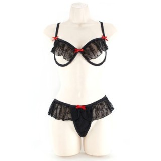 UNDERWIRE BRA & G-LACE BLACK 2XL