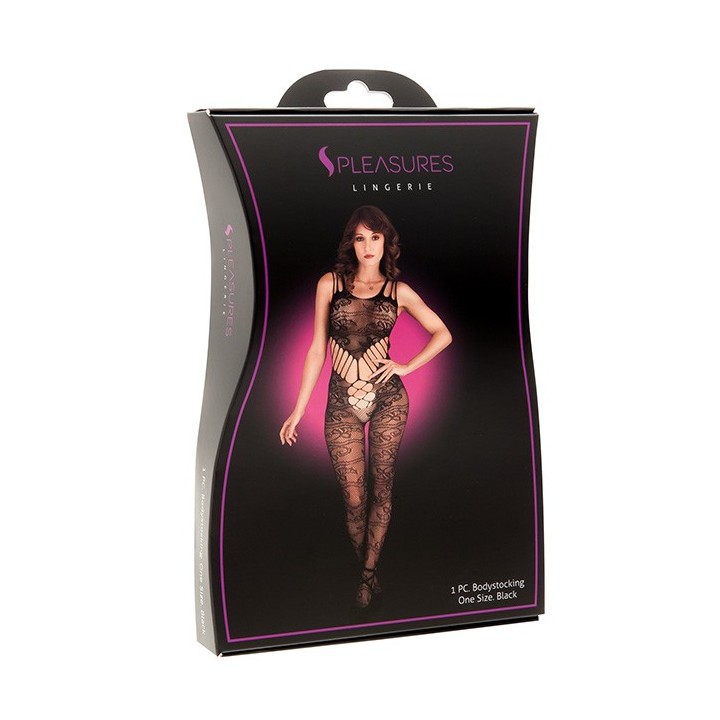 Bodystocking red Floral Negro TU