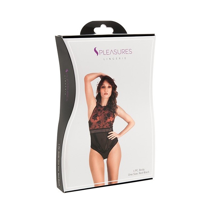 Body Floral Negro/Rojo TU