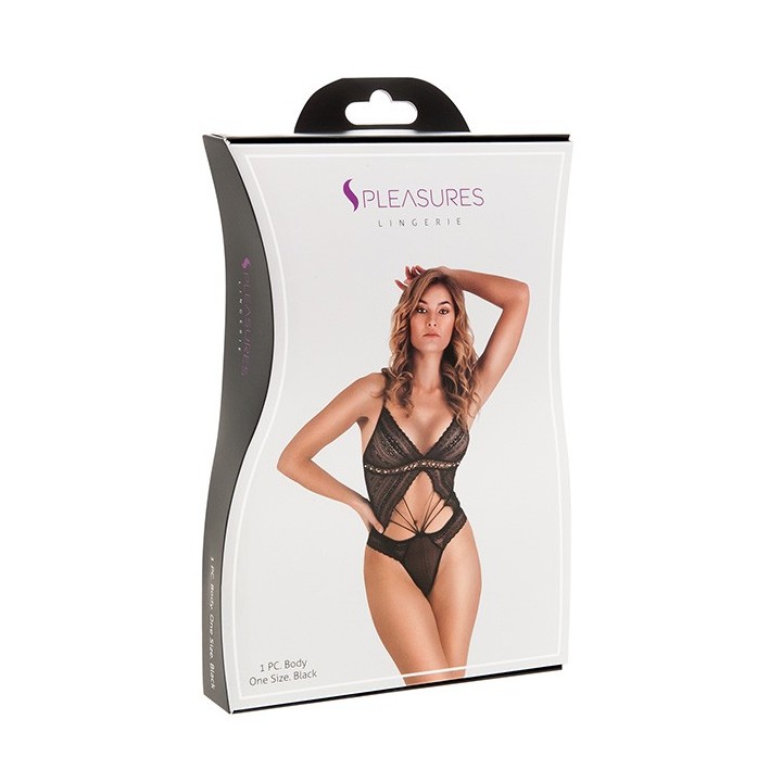 Body Tanga Perlas Negro TU
