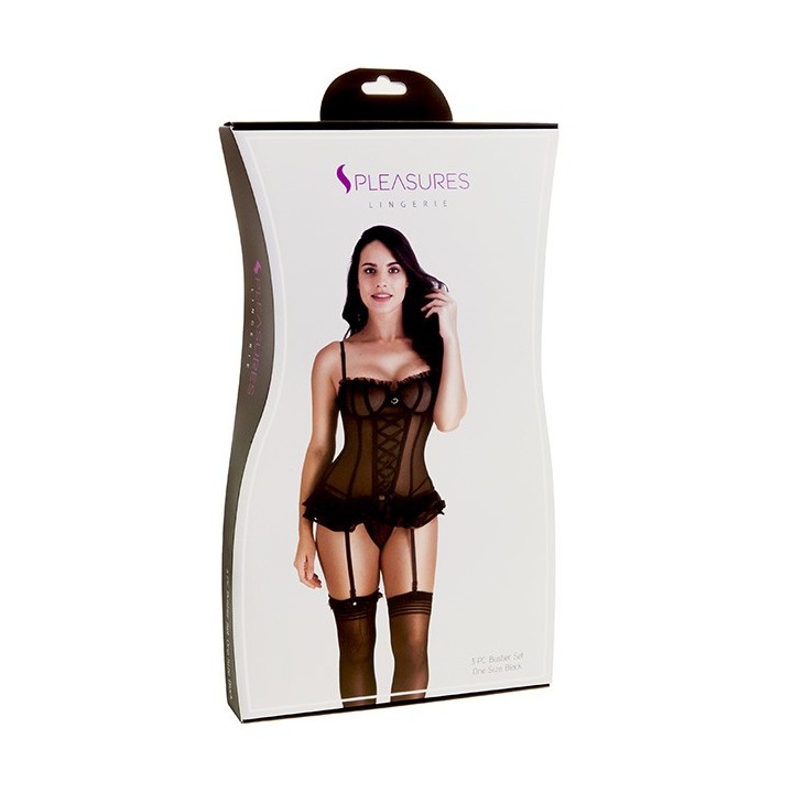 Conjunto Bustier Volantes Negro TU