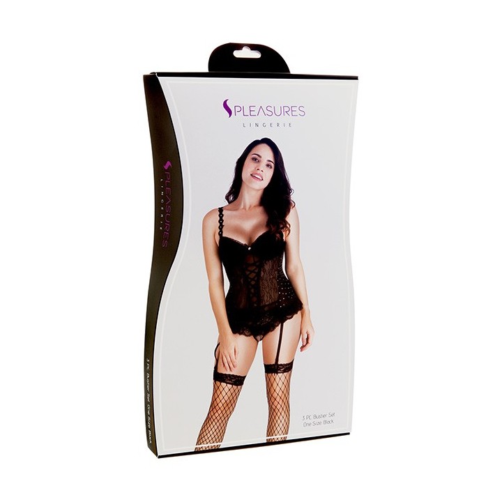 Conjunto Bustier Volantes Negro TU