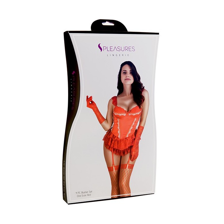 Conjunto Bustier Volantes Set Rojo TU