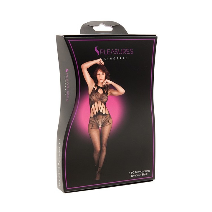 Bodystocking red Floral Negro TU