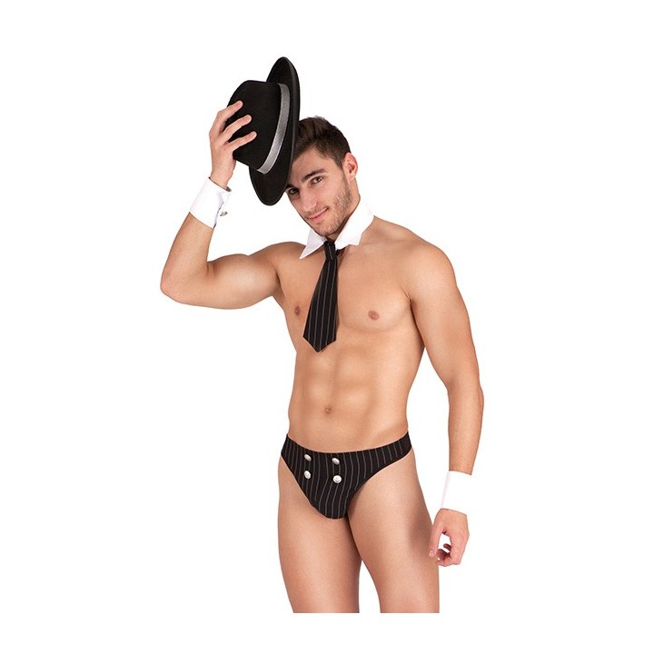 Disfraz mafioso Set Negro/Blanco TU