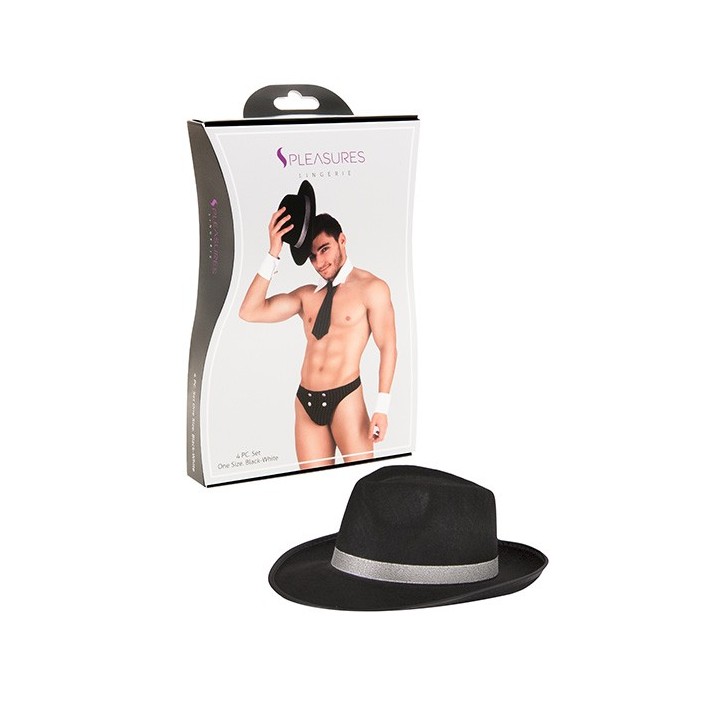 Disfraz mafioso Set Negro/Blanco TU