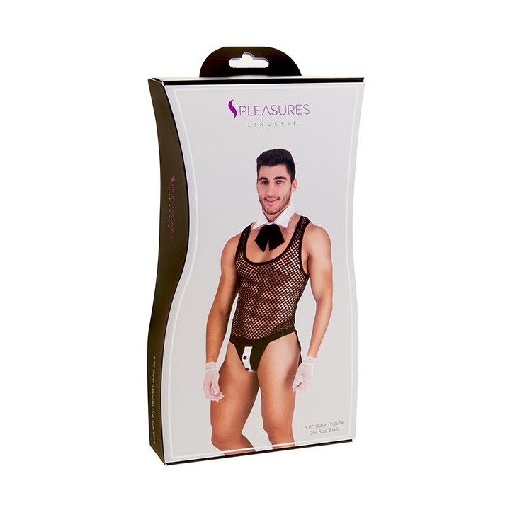 Disfraz mayordomo Set Negro/Blanco TU