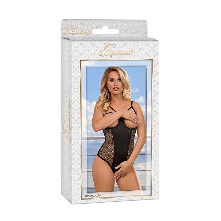 DREAMCATCHER - CUPLESS & CROTCHLESS TEDDY BLACK L/XL