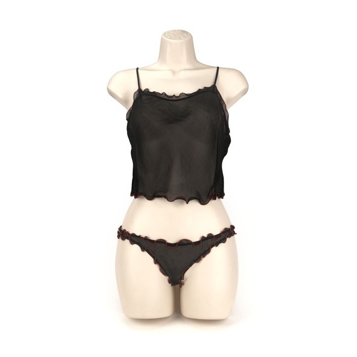 CAMI/THONG  TRIM NEGRO L