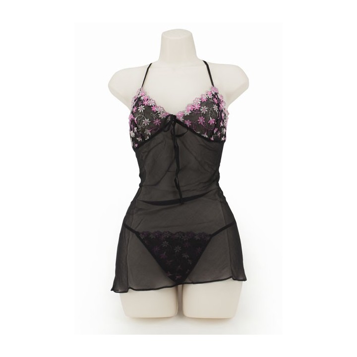 CHEMISE SET-DAISY LACE BLACK