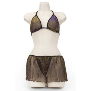 BRA & SKORT IRIDESCENT BLACK