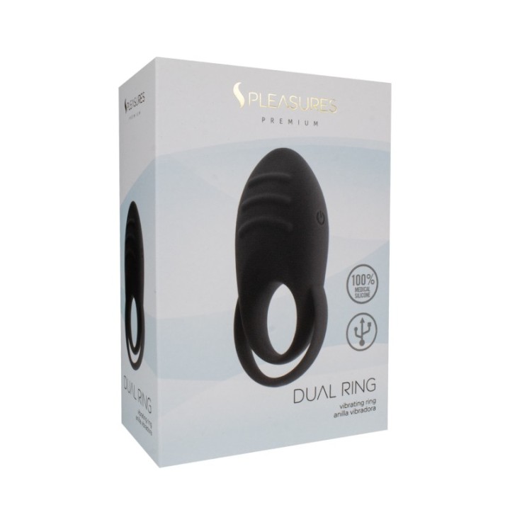 DUAL COCK RING - BLACK
