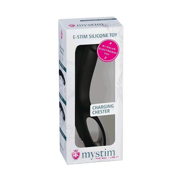 MYSTIM CHARGING CHESTER E-STIM DILDO, SEXY BLACK