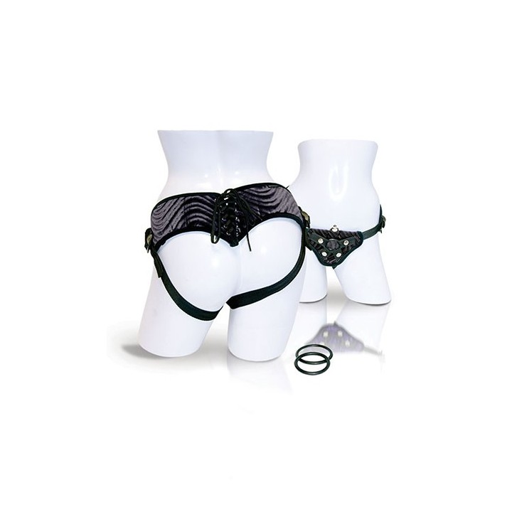 VIBRATING CORSETTE STRAP-ON - BLACK