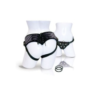 VIBRATING CORSETTE STRAP-ON - BLACK