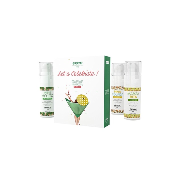 WARMING GOURMET MASSAGE  OILS  LET.S CELEBRATE! 3 X 30ML