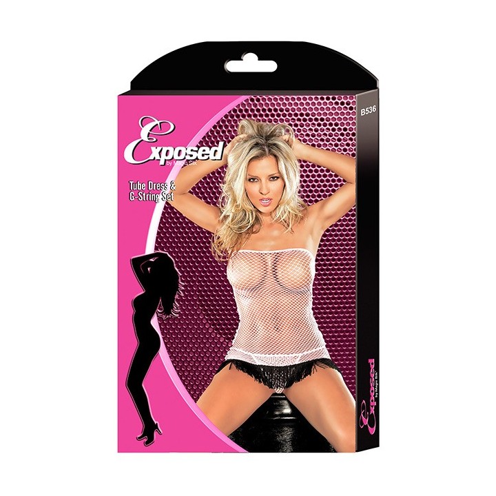 FISHNET MINIVESTIDO RED BLANCO CON FLECO TALLA L/XL