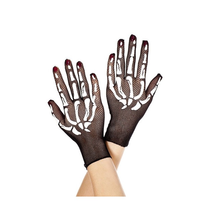 GUANTES NEGRO CON DIB ESQUELETO