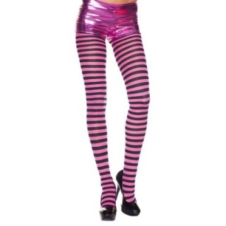 MEDIAS FUCHSIA RAYAS NEGRAS   *