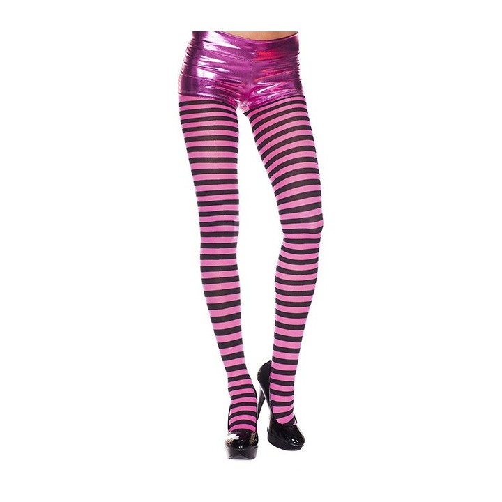 MEDIAS FUCHSIA RAYAS NEGRAS   *