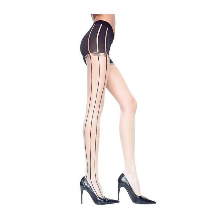 PANTYS C/ RAYAS BEIGE/NEGRO