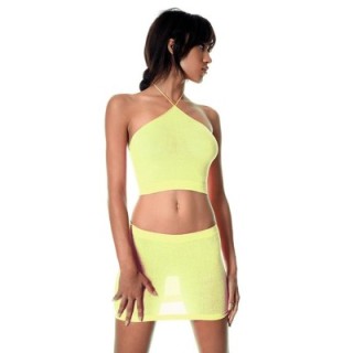 TOP Y FALDA LUREX AMARILLO NEON