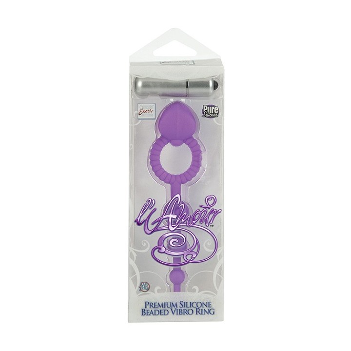 L AMOUR PREMIUM SILICONE BEADED VIBRO RING - PURPLE