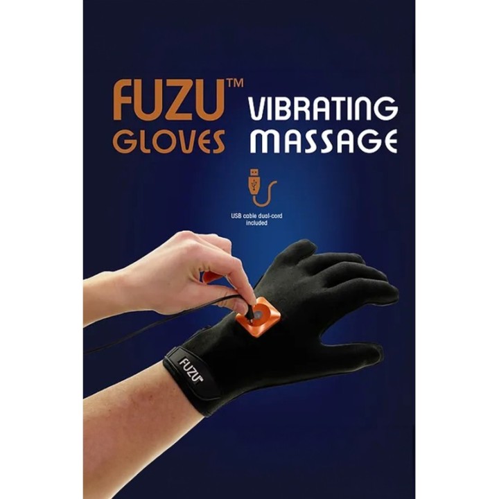 FUZU VIBRATING MASSAGE GLOVE LEFT HAND MEDIUM - BLACK