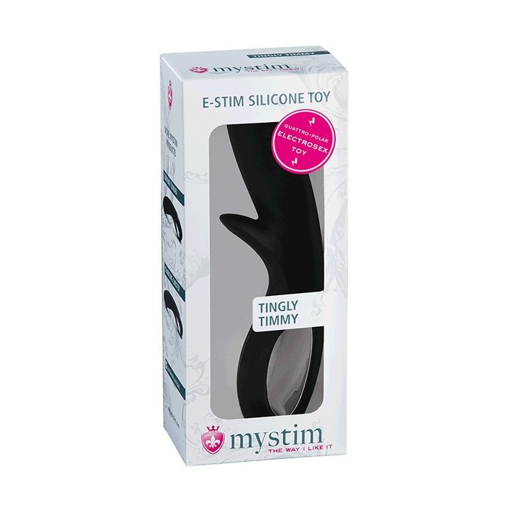 MYSTIM TINGLY TIMMY E-STIM DILDO, SEXY BLACK