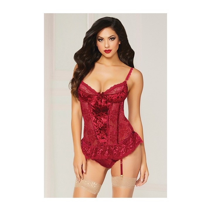 2PC BUSTIER SET WINE M