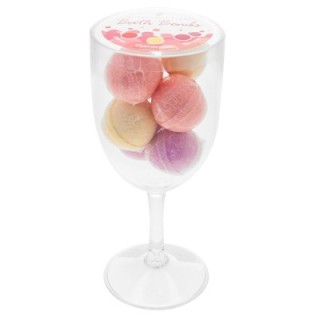 Wine Glass w/ 6 Wine Scented Bath Bombs