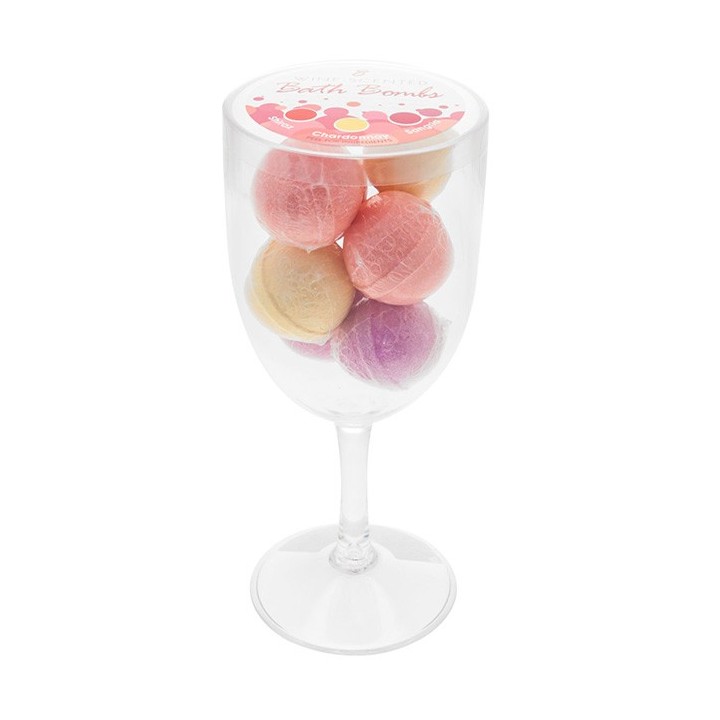 Wine Glass w/ 6 Wine Scented Bath Bombs