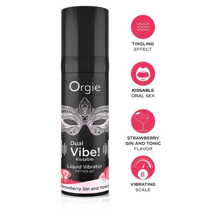DUAL VIBE! STRAWBERRY GIN & TONIC KISSABLE LIQUID VIBRATOR